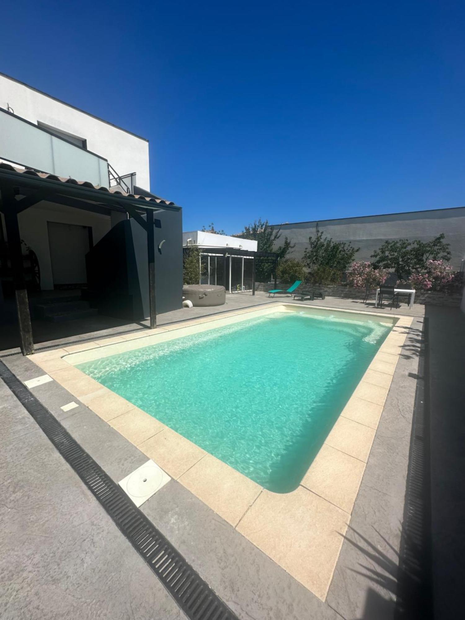 Superbe Appartement Avec Piscine Et Spa Privatif Villeneuve-les-Beziers Bagian luar foto